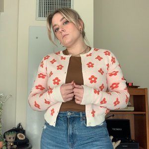 Wild Fable Floral Coral Cardigan